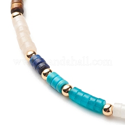 Conjunto de collar y pulsera con cuentas de disco de piedras preciosas mixtas naturales y sintéticas&nbsp;SJEW-JS01244