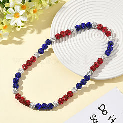 1 collier extensible en perles rondes et strass en argile polymère&nbsp;NJEW-SP0001-14C