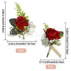 2 pieza de 2 estilos de tela de seda imitación rosa ramillete boutonniere&nbsp;AJEW-CP0001-61C