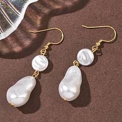 Boucles d'oreilles pendantes en acier inoxydable 304 galvanisé avec imitation de perles&nbsp;EJEW-Z129-08G