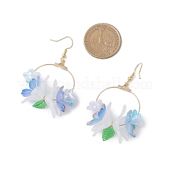 3 Paar 3 Farben 304 Edelstahl Blume mit Blatt baumeln Ohrringe&nbsp;EJEW-TA00751