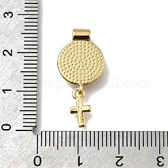 Messing Pavé Naturweiß Muschel flach rund mit Kreuzanhängern&nbsp;KK-C090-40G-05