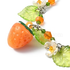 Braccialetto con ciondolo a forma di fiore in vetro&nbsp;BJEW-JB09435-02
