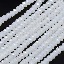 Nachahmung Jade galvanisieren Glas facettierte Rondellperlen&nbsp;GLAA-F025-C01