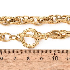 Collares de cadena de cuerda texturizada de acero inoxidable 304 de 7 mm con cierres OT para hombres y mujeres&nbsp;NJEW-P355-01A-G