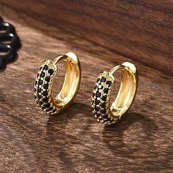 Boucles d'oreilles créoles en laiton zircon cubique micro pavé&nbsp;EJEW-R144-004A-NF