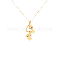 Collares con colgante humano de hoja de arce 3D de acero inoxidable 304 para mujer&nbsp;WG5264D-01