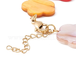 Natürliches Muschelblumen-Gliederkettenarmband&nbsp;BJEW-C015-09G