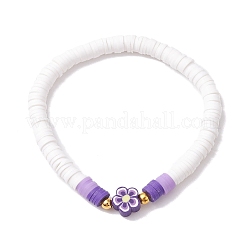 Braccialetti elasticizzati in argilla polimerica fatti a mano con fiori&nbsp;BJEW-JB10071