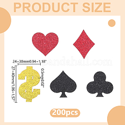 200 pieza 2 bolsas de confeti de papel con temática de póquer con purpurina&nbsp;AJEW-HY0003-55