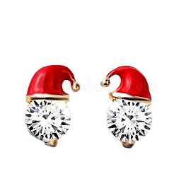 Ohrstecker mit Weihnachtsmütze aus Zinklegierung und Emaille&nbsp;FS-WGF8A0B-01