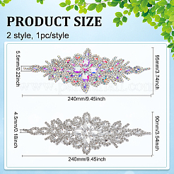2 Stück 2-Stil-Blumen-Glitzer-Glas-Strass-Applikationen&nbsp;FIND-FG0002-60