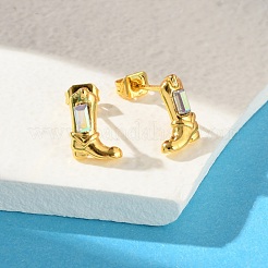 Ohrstecker aus Messing mit Mikropavé-Zirkonia für Damen&nbsp;EJEW-B111-01G-01