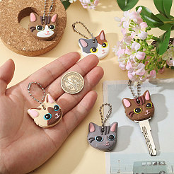 6 pieza de 6 colores con cabeza de gato de PVC&nbsp;HJEW-GL0001-30