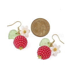 2 paire de boucles d'oreilles pendantes en plastique ABS imitation perles en forme de fraise&nbsp;EJEW-JE06761