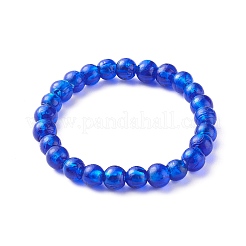 Bracelets extensibles faits à la main avec des perles de verre en feuille d'argent&nbsp;BJEW-JB06464