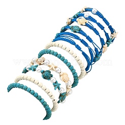 12 bracelet en perles synthétiques turquoise teintées&nbsp;BJEW-JB11624