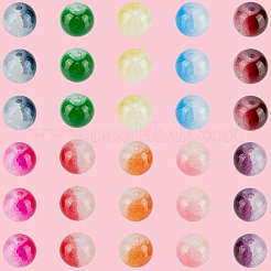 300 Stück 10 Farben Crackle-Backfarbe Imitations-Jade-Glasperlen&nbsp;DGLA-LT0001-05