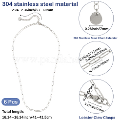 6 collana a catena con graffetta in acciaio inossidabile 304&nbsp;NJEW-SC0001-57A-P