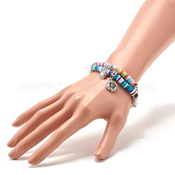 Set di bracciali elastici fatti a mano in argilla polimerica con perline heishi&nbsp;BJEW-JB07427