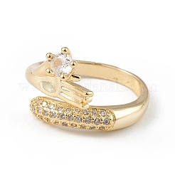 Bague de manchette ouverte à la main en zircone cubique transparente&nbsp;RJEW-F139-05G