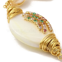 Ovales Gliederarmband aus Naturperlen und Muscheln mit buntem Strass&nbsp;BJEW-C051-15G