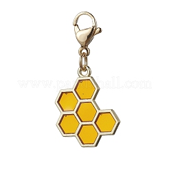 Décorations de pendentif en alliage d'émail d'abeille et de nid d'abeille et de fleur et de miel&nbsp;HJEW-JM01602