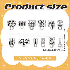120 pz 12 stili di staffe per tubi in lega di stile tibetano&nbsp;TIBE-ME0001-06