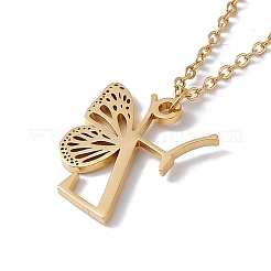 Lettre initiale avec collier pendentif papillon&nbsp;NJEW-C026-01G-Z