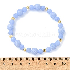 Pulseras elásticas de encaje azul teñido natural&nbsp;BJEW-JB14000