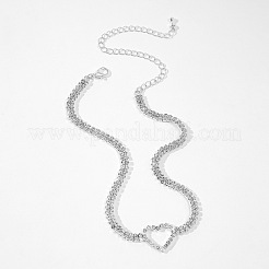 Herz-Legierung voller Kristall Strass Link Kette Choker Halsketten für Frauen&nbsp;FS-WGC99F9-01