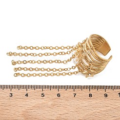 Offene Manschettenringe mit Quasten aus Edelstahl 304 für Damen&nbsp;RJEW-F208-01G-02