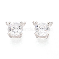 925 Sterling Silber Pavé klare Kubisch Zirkonia flache runde Charms&nbsp;STER-T008-69S-01