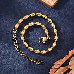 Ionenplattierung (IP) 304 Edelstahl ovale Kugelkettenarmbänder für Frauen&nbsp;BJEW-C046-01G