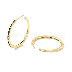 Orecchini a bottone a forma di c con zirconi&nbsp;EJEW-I266-11G-05