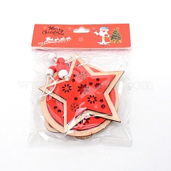 Contreplaqué sur le thème de noël avec de gros pendentifs en corde de chanvre&nbsp;WOOD-TAC0010-12