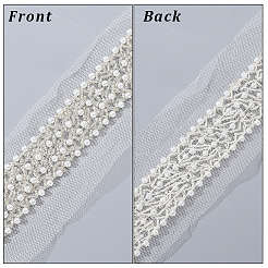 Bordure en dentelle de gaze de polyester et de perles en plastique&nbsp;OCOR-WH20005-45C