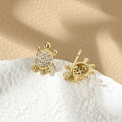 Orecchini a bottone in ottone con zirconi chiari e micro pavè&nbsp;EJEW-R016-26G-03