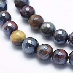 Galvanisieren Sie natürliche gelb blaue Tigerauge (gefärbt und erhitzt) Perlen Stränge&nbsp;G-K256-03-8mm