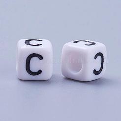 Lettera c cubo perline acrilico bianco&nbsp;X-PL37C9308-C
