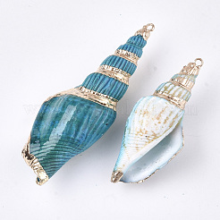 Sprühlackiert & Galvanisieren Spirale Shell große Anhänger&nbsp;SSHEL-T010-05B
