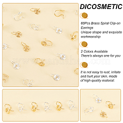 60 Stück 2 Farben Messing Spiral-Clip-On-Ohrringe für Frauen&nbsp;FIND-DC0001-85