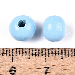 Perles rondes en bois de schima naturel peintes au pistolet&nbsp;WOOD-A018-8mm-18