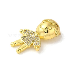 Placage de crémaillère en laiton micro pavé pendentifs en zircone cubique claire&nbsp;KK-C053-06B-G