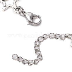 3 bracelet à maillons en œil de tigre teinté et breloques en alliage en forme d'étoile pour femme&nbsp;BJEW-TA00559