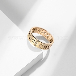 Anillos de dedo de acero inoxidable con palabra hueca&nbsp;FIND-PW0020-13D-RG
