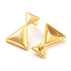 Boucles d'oreilles triangle en laiton plaqué à crémaillère&nbsp;EJEW-A028-44G