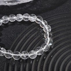 Bracelets extensibles en perles rondes en cristal de quartz naturel&nbsp;GG-CBA12F1-02C-12