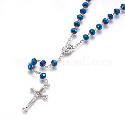 Collier de perles de chapelet en verre électroplaqué pour Pâques&nbsp;NJEW-WH0005-02