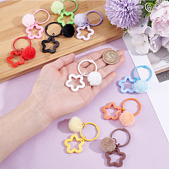 10 portachiavi a forma di stella in 10 colori con lega rotonda e villi&nbsp;KEYC-BBC0001-20B